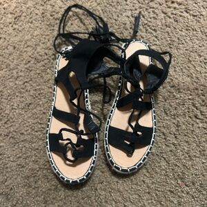 Black Lace-Up Sandals